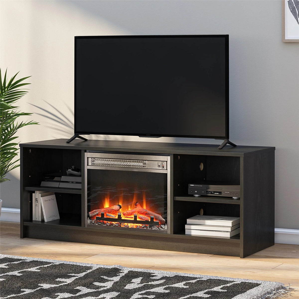 Black Oak Fireplace TV Stand S227603