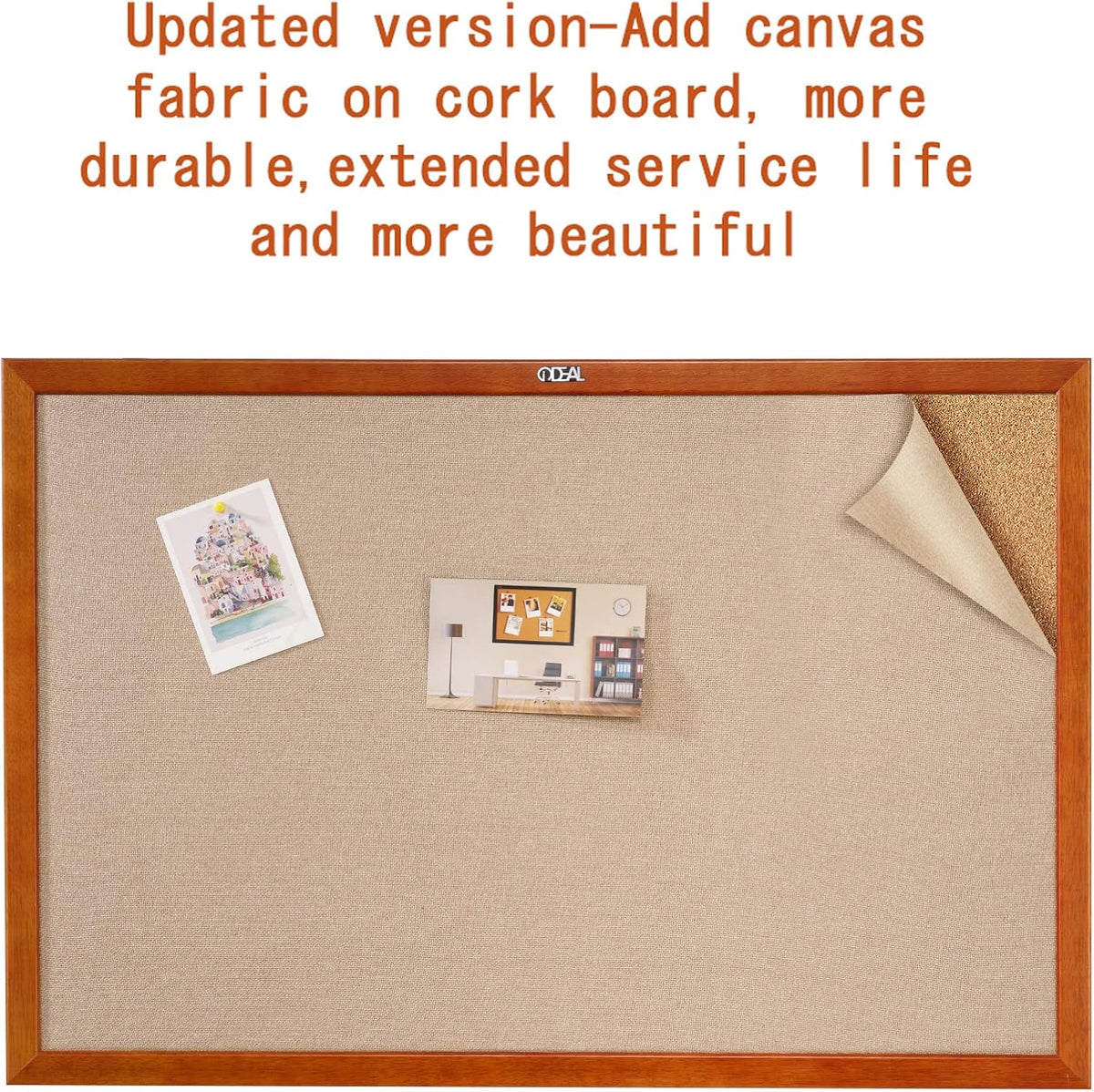 100% Wood Framed Canvas Wall Mounted Bulletin Board 48x36'' F18128