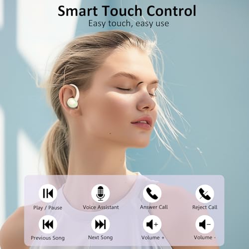 Pink Wireless Bluetooth 5.4 Over-Ear Earbuds with ENC Noise Cancelling Mic O466