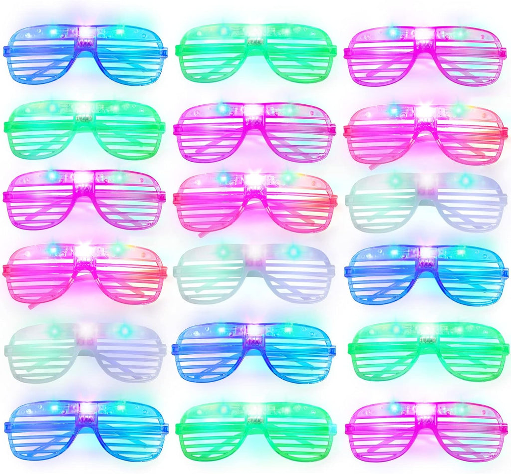 15 Pack LED Glow in The Dark Plastic Glasses U414