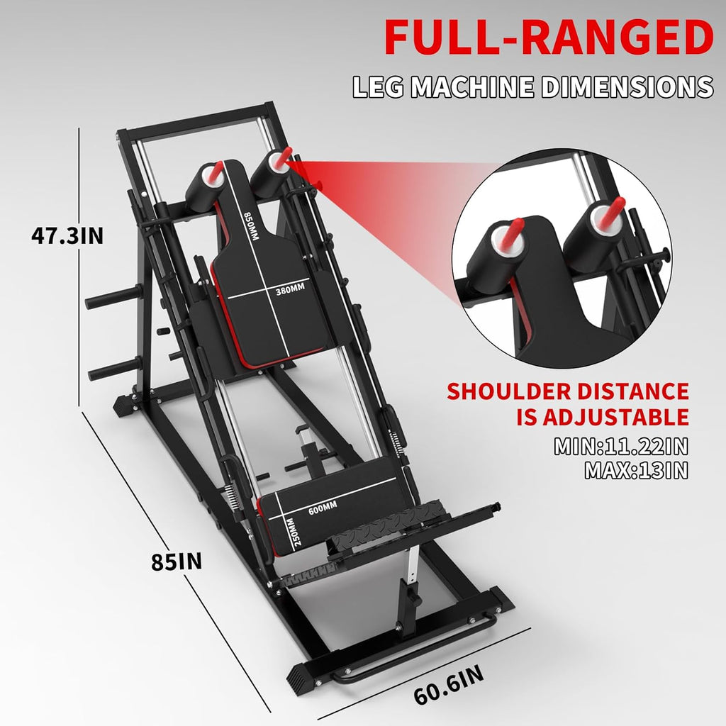 Leg Press Hack Squat Machine Combo with Weight Storage Posts N7097