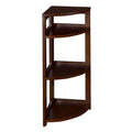 Mocha Walnut Wood 3-Shelf Foldable Corner Bookcase V9190