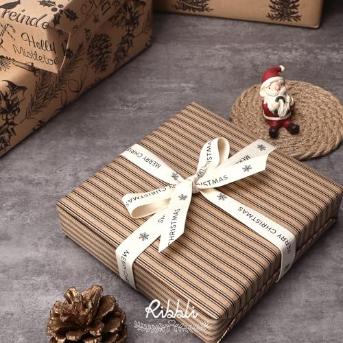 4 Rolls Vintage Brown Kraft Christmas Wrapping Paper Q731
