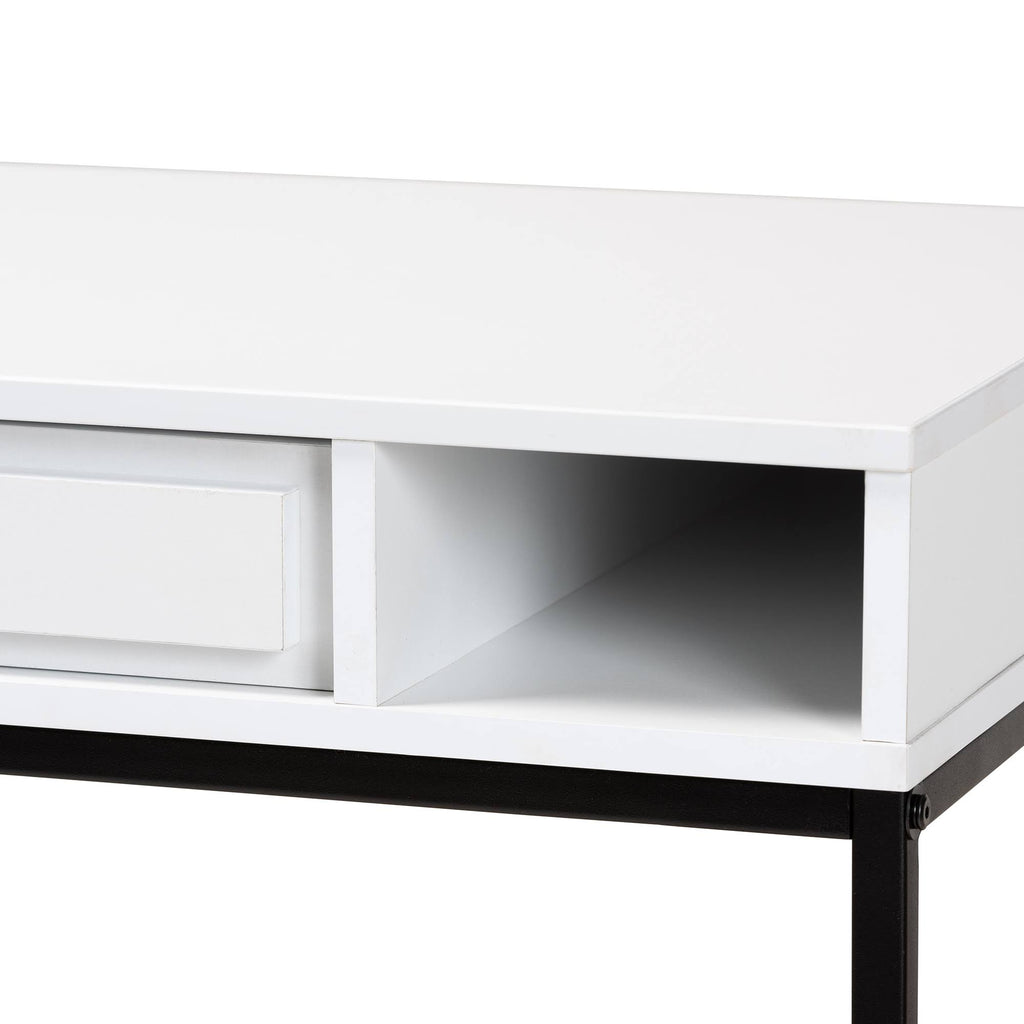 White 1-Drawer Wood and Metal Desk A969