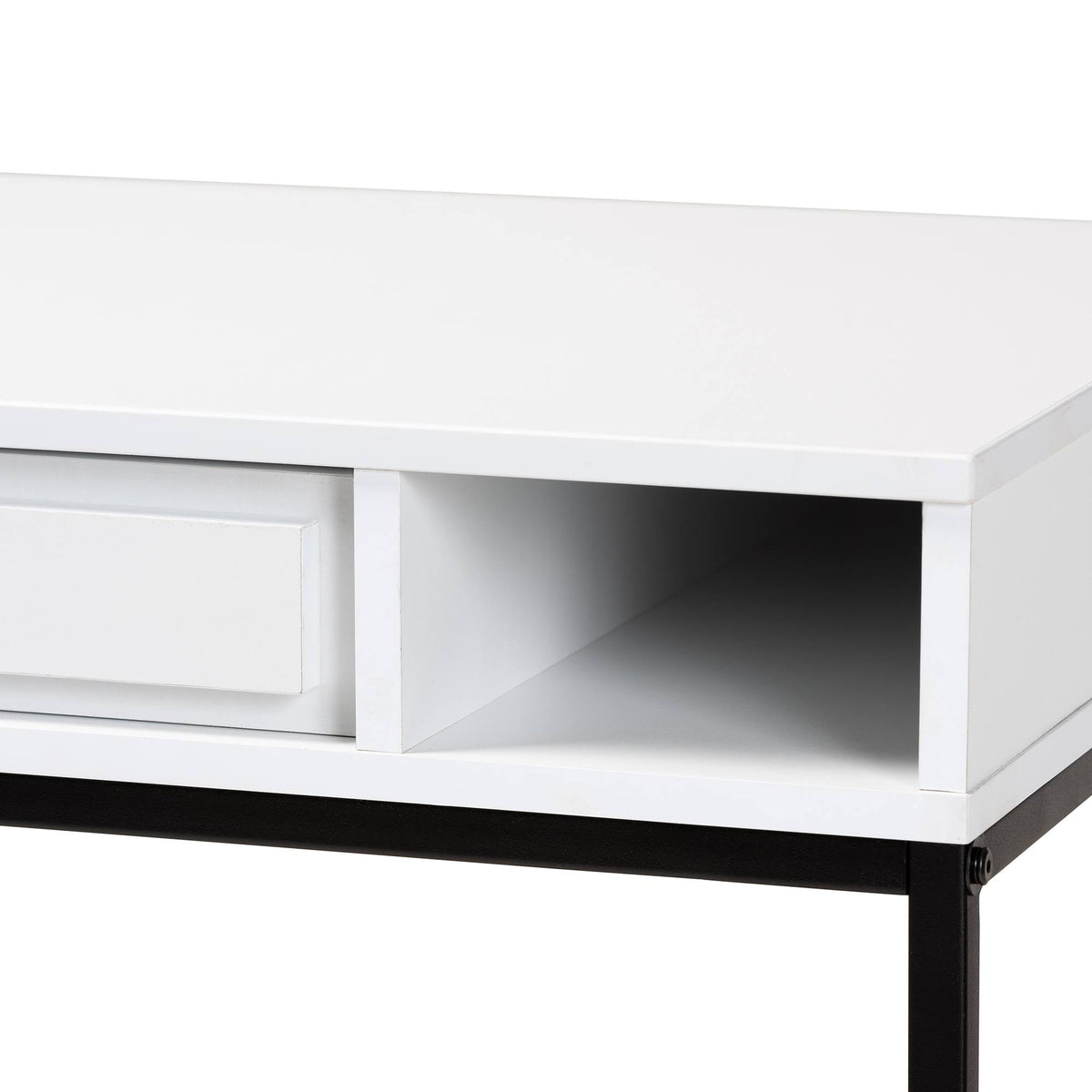 White 1-Drawer Wood and Metal Desk A969