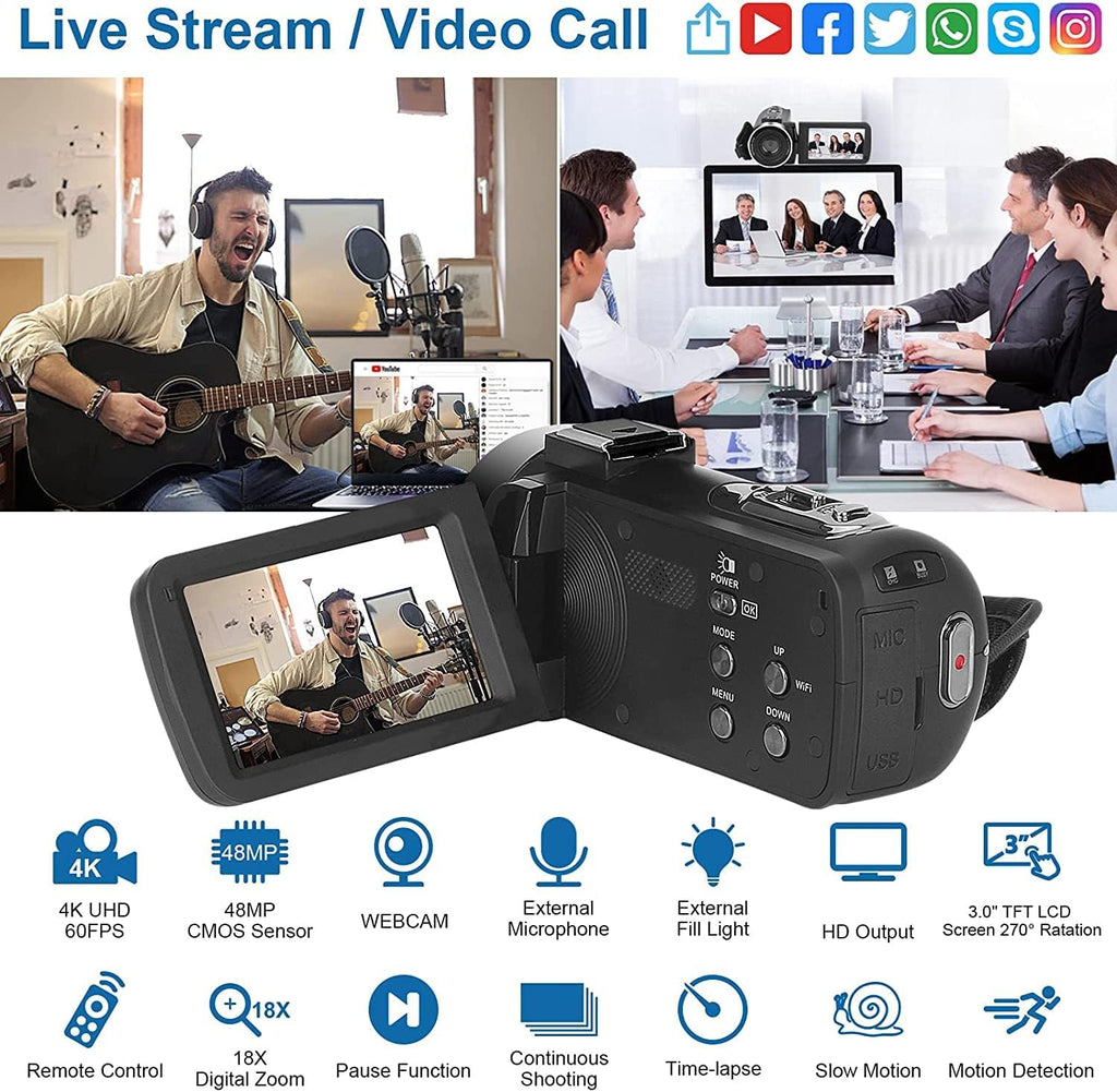 4K 48MP 60FPS WiFi Digital Camera with 18X Zoom A706