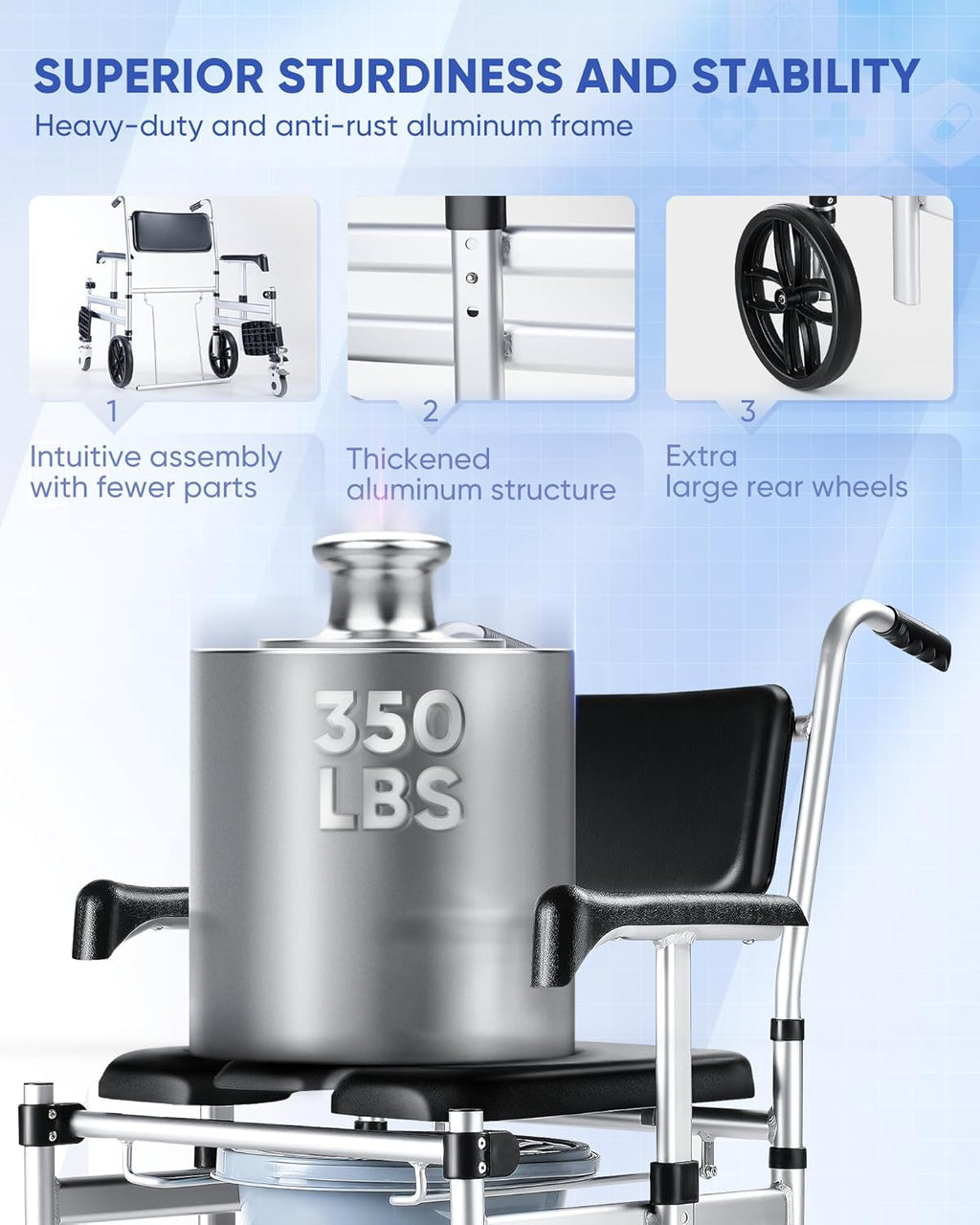 Foldable Aluminum Shower Chair with Wheels C6567