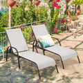 2PCS Grey Adjustable Reclining Patio Lounge Chair F720028