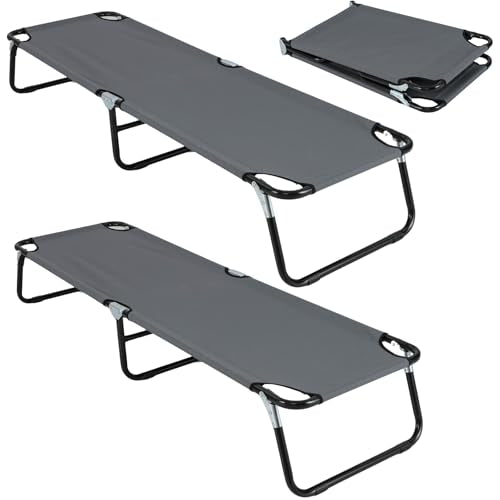 Folding Camping Cot Bed with 600D Oxford Fabric Grey L58010