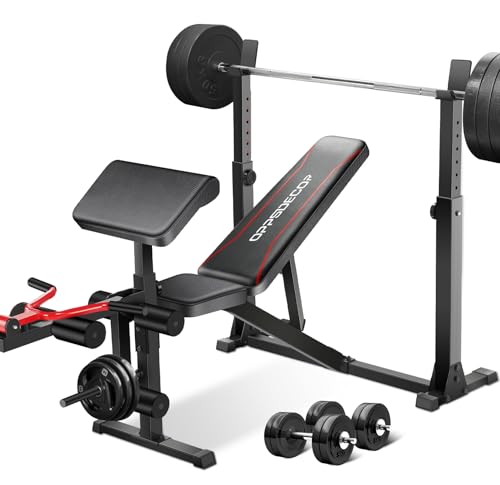 Weight Bench Set with Squat Rack and Leg Extension E1593