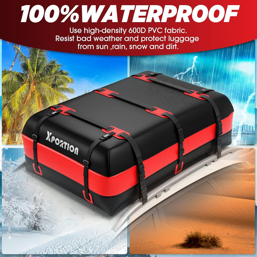 Waterproof Rooftop Cargo Carrier Bag, 21 Cubic Feet, with Non-Slip Mats and Straps B481735