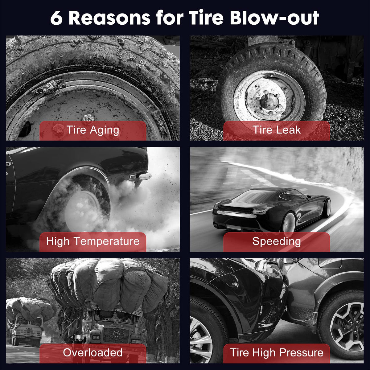 TPMS Sensor 315MHz+433MHz 2 in 1 Dual Frequency Tire Pressure Sensor Sets of 2 (Metal Valves) C4015