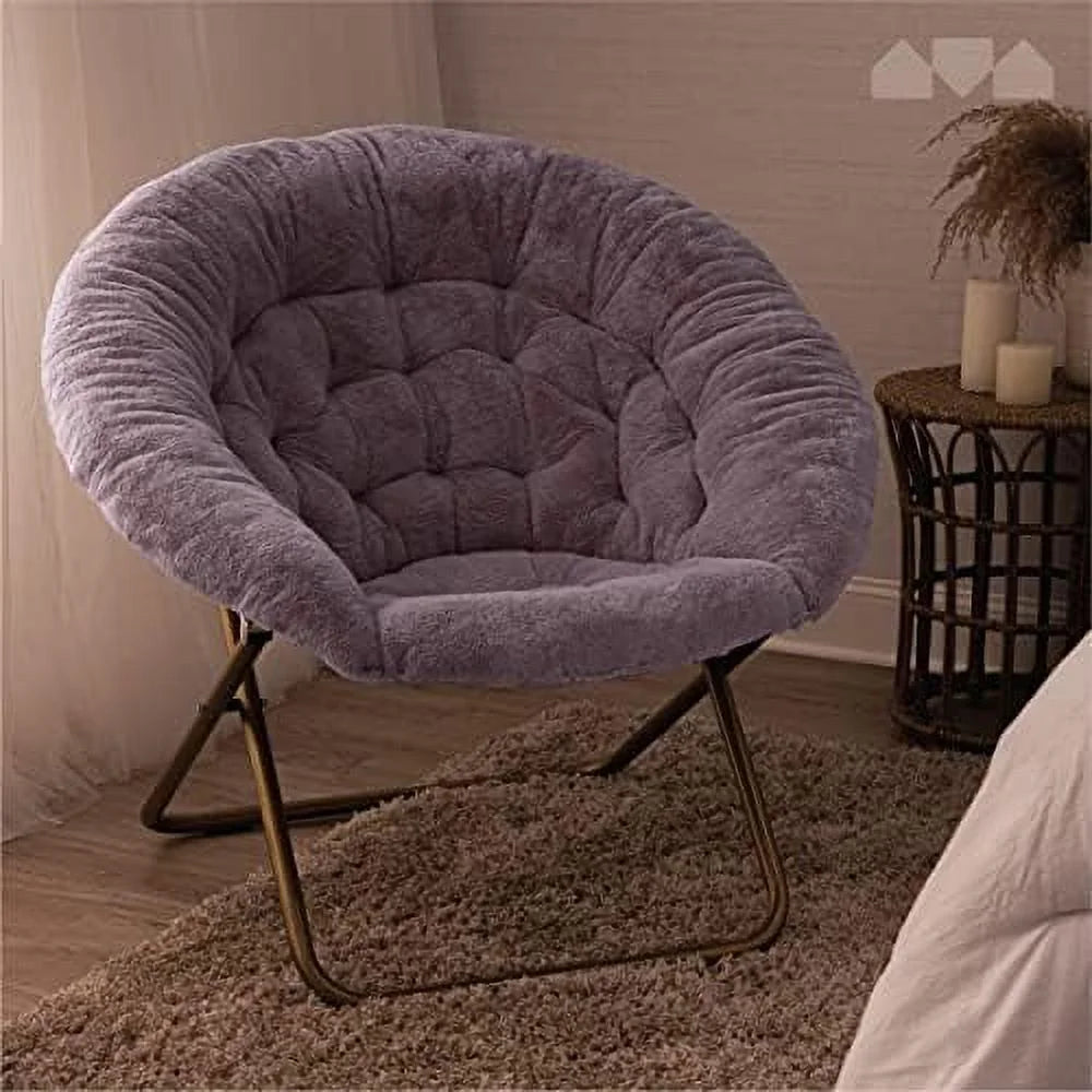 Pink Faux Fur Saucer Chair F22565