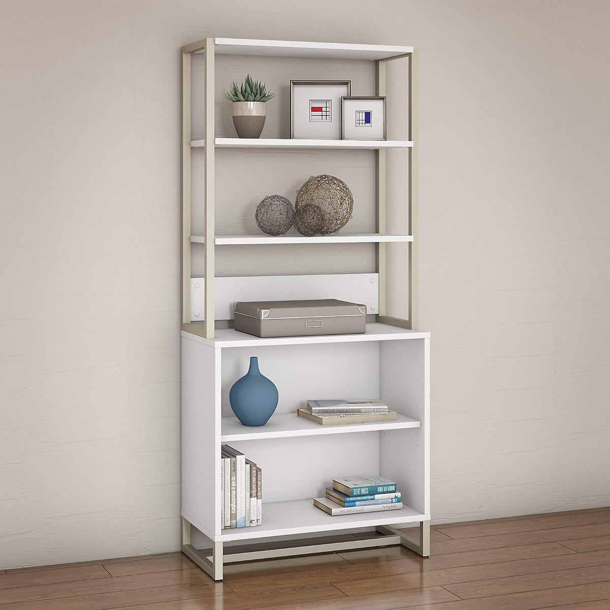 White Bookcase with Hutch G74793