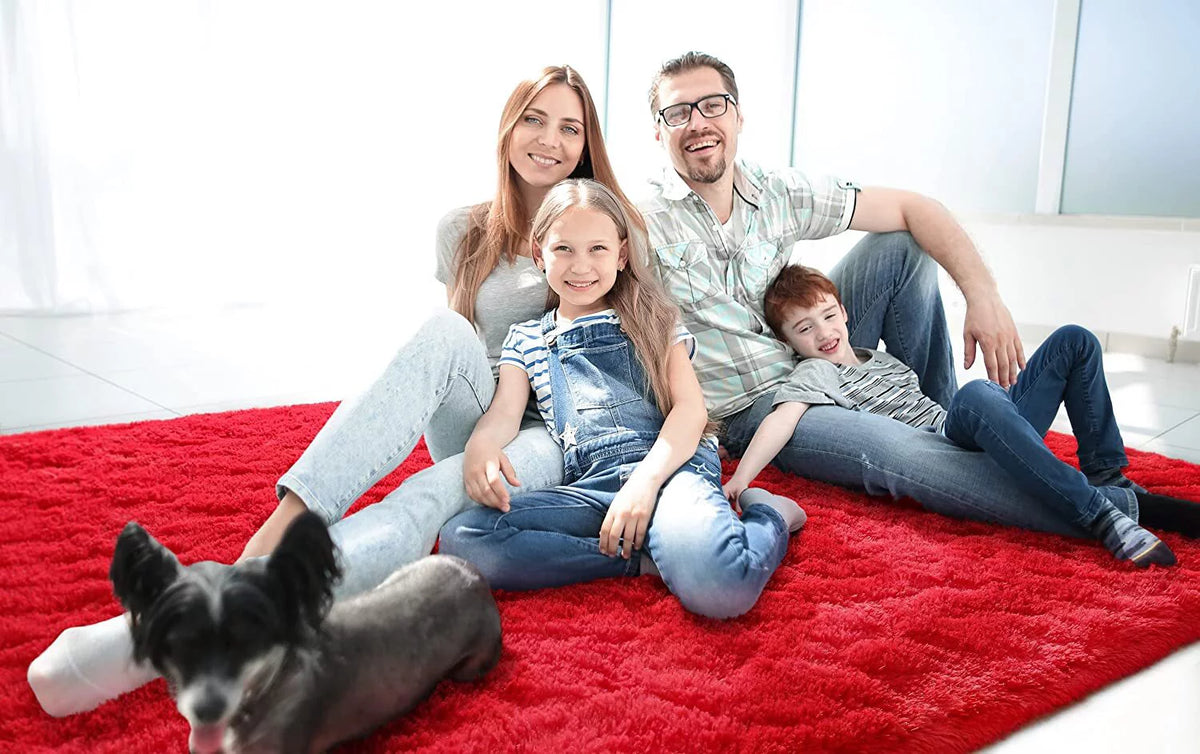 Red 6x9ft Fluffy Plush Area Rug R98019