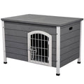 Gray Wooden Dog Cage Kennel with Wire Door C368