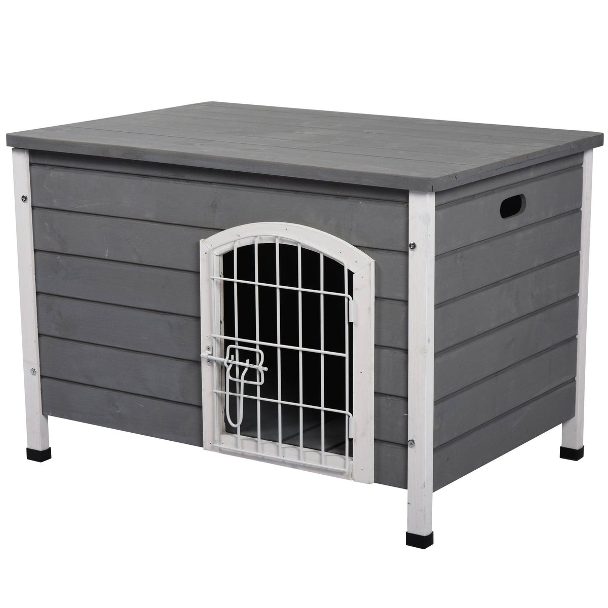 Gray Wooden Dog Cage Kennel with Wire Door C368