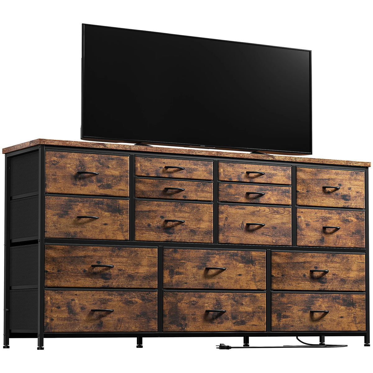 White 16 Drawer Dresser with Power Outlet D7171