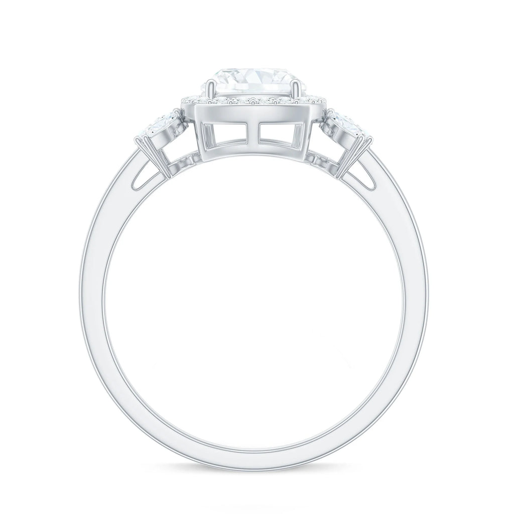 14K White Gold Cushion Cut Moissanite Halo Engagement Ring K135588