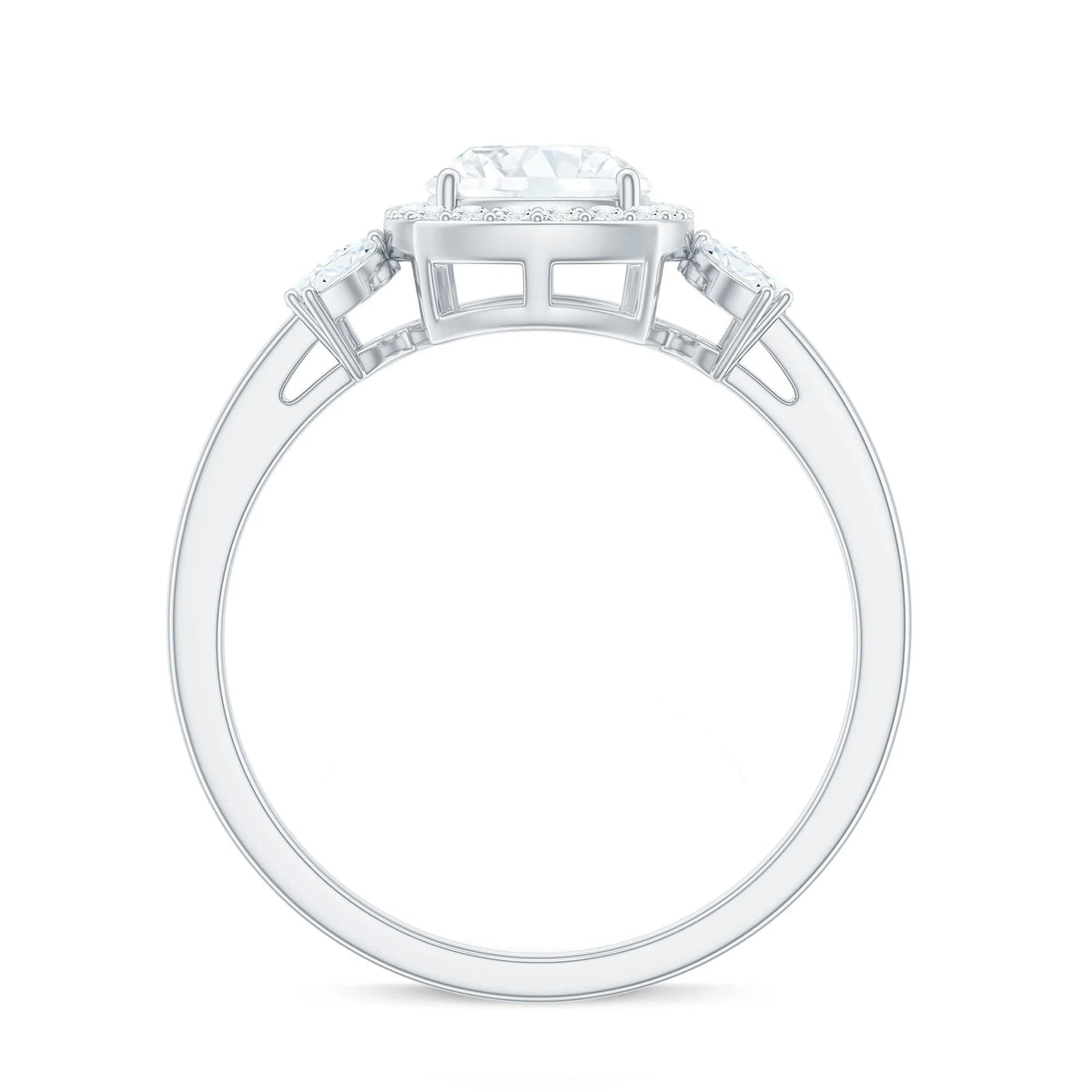 14K White Gold Cushion Cut Moissanite Halo Engagement Ring K135588