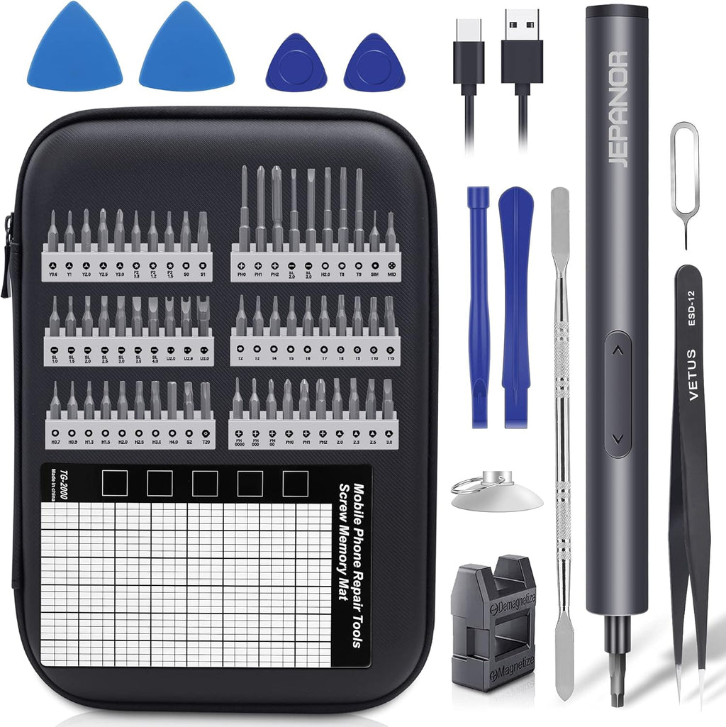 Mini Electric Screwdriver Set, 76 in 1 Cordless with 60 Magnetic Bits, Rechargeable, Pack of 2 A29602