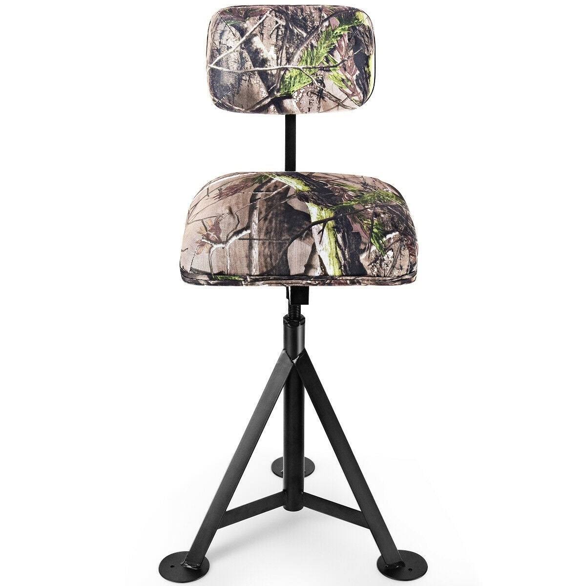 Camouflage Swivel Hunting Tripod Blind Stool with Detachable Backrest G123911