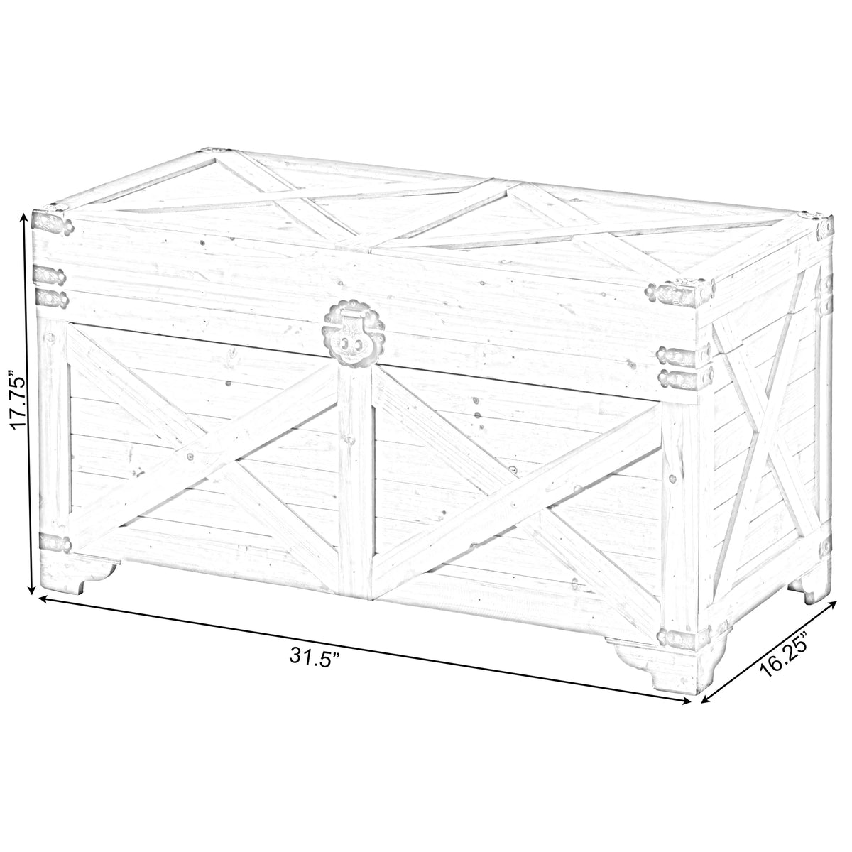 Large Decorative Farmhouse Wooden Storage Trunk Chest X937415