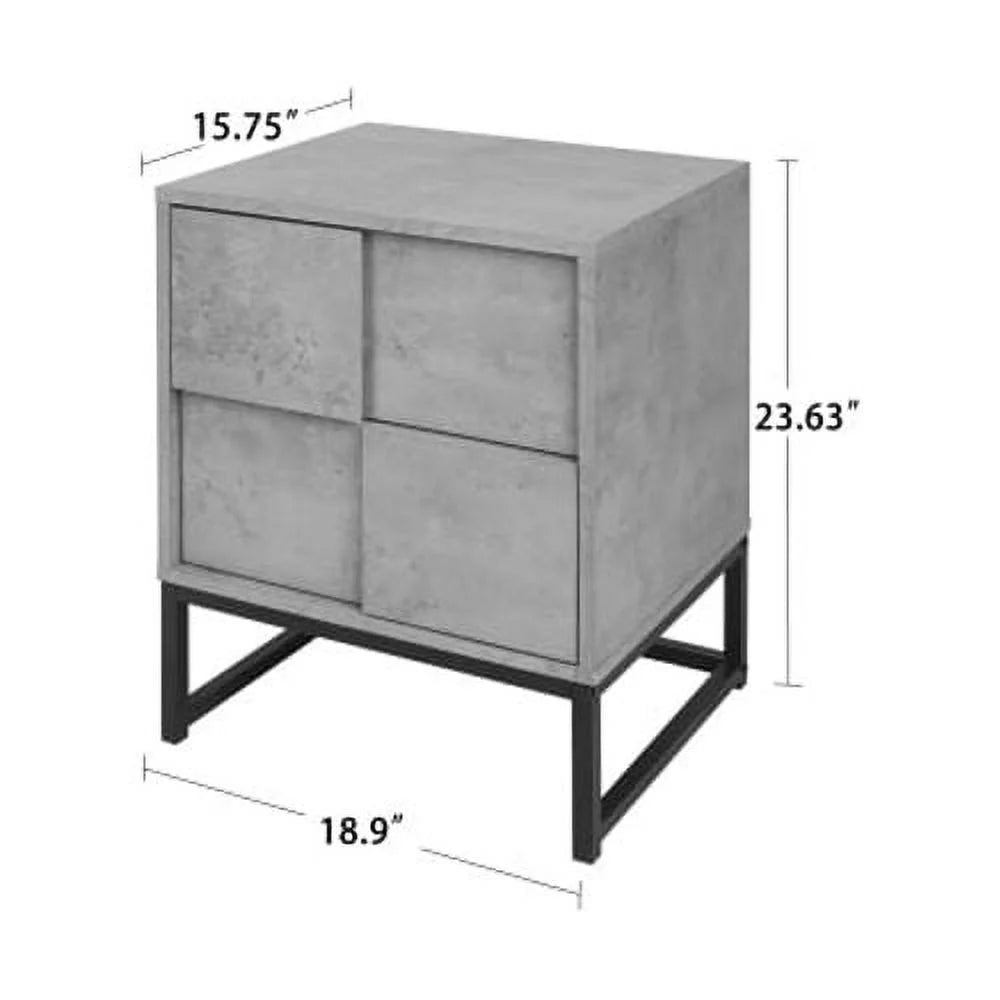 Gray 2 Drawer Wooden Storage Cabinet M6669