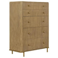 Brown Wood 5 Drawer Tall Dresser F540762