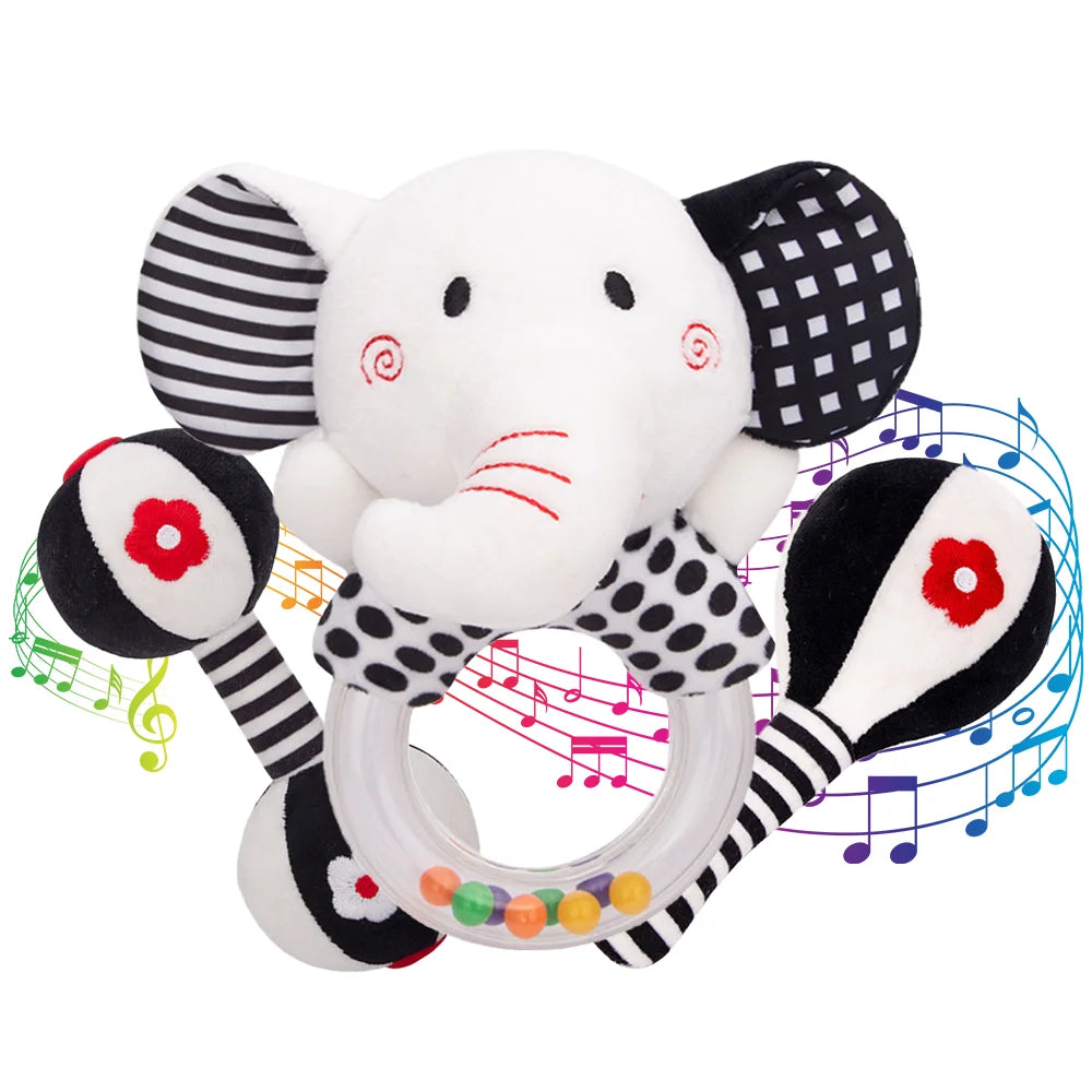 3PCS Soft High Contrast Black and White Baby Rattles S106902