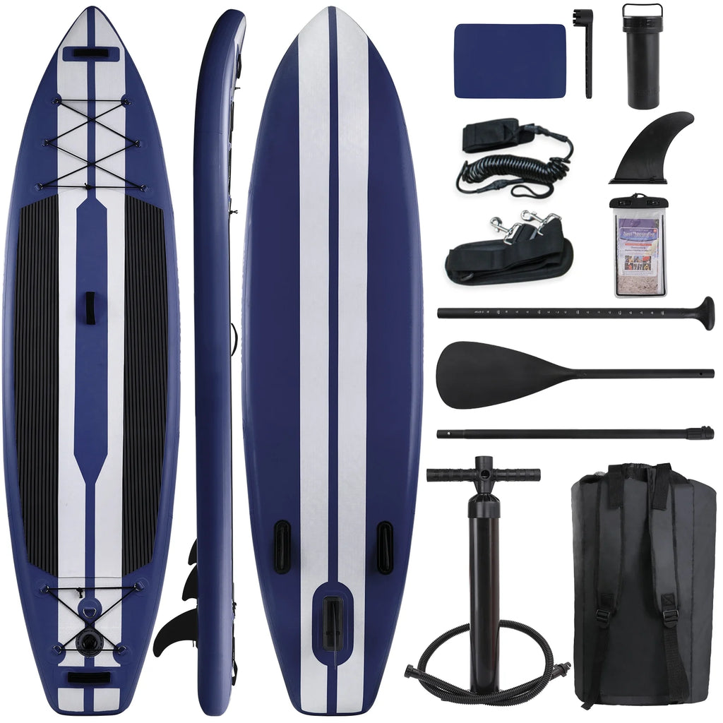 11ft Inflatable Stand Up Paddle Board with Aluminum Paddle, Leash, Backpack Z141