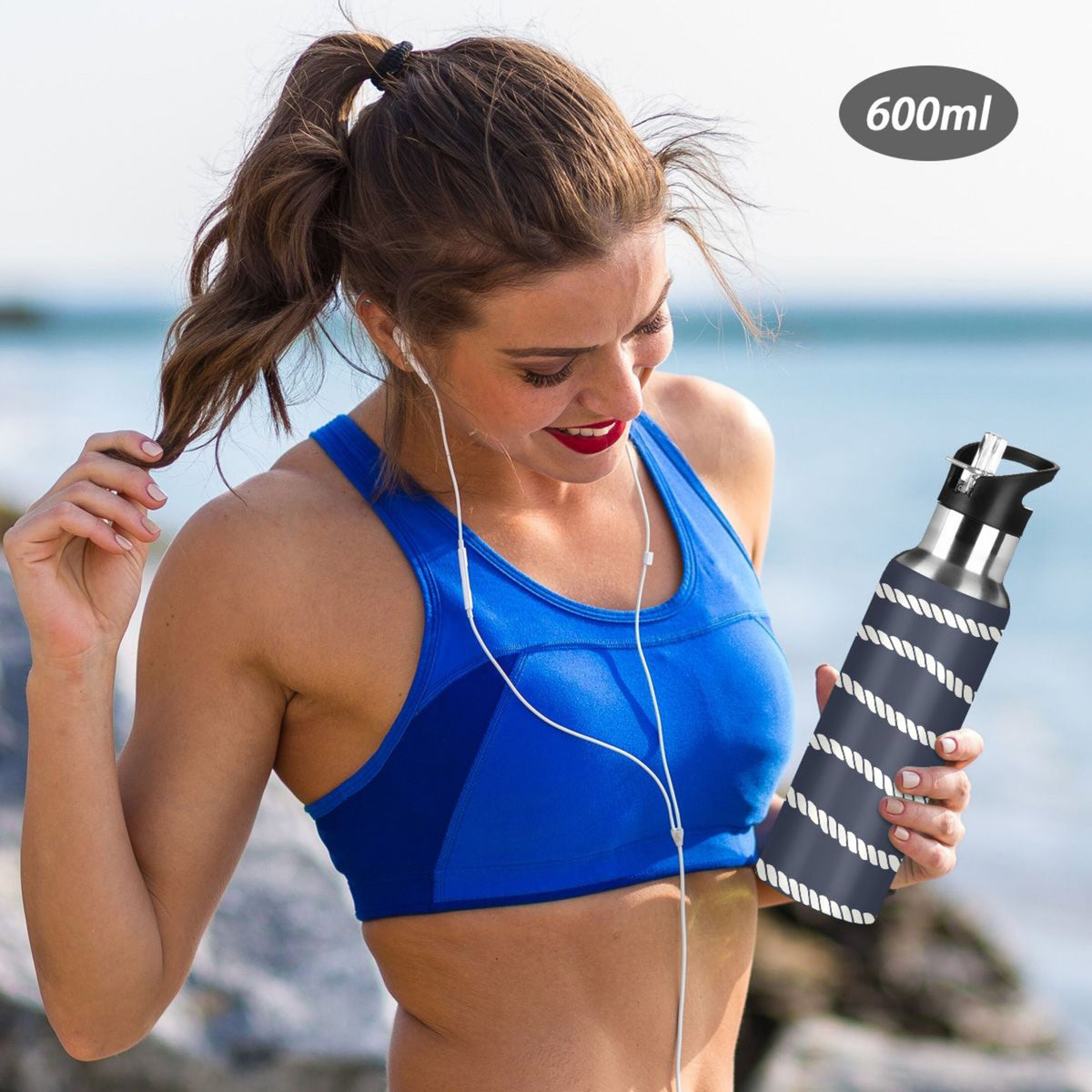 20 OZ Stainless Steel Vacuum Insulated Water Bottle with Straw Lid C842812