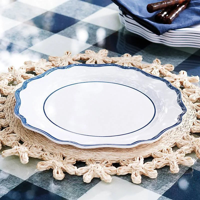 Set of 4 Scalloped Melamine Dinner Plates I9039