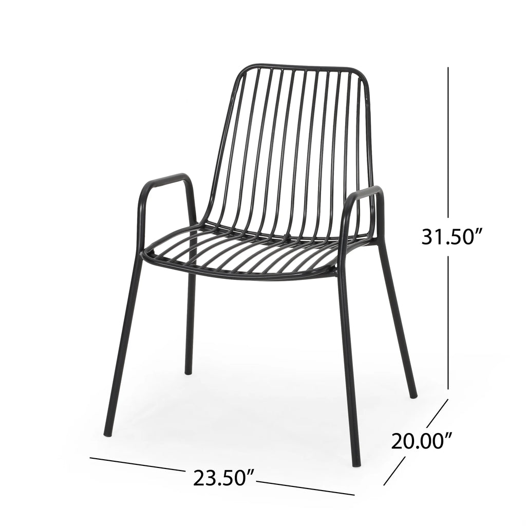 Black Metal Outdoor Club Chairs, Set of 2 U3259