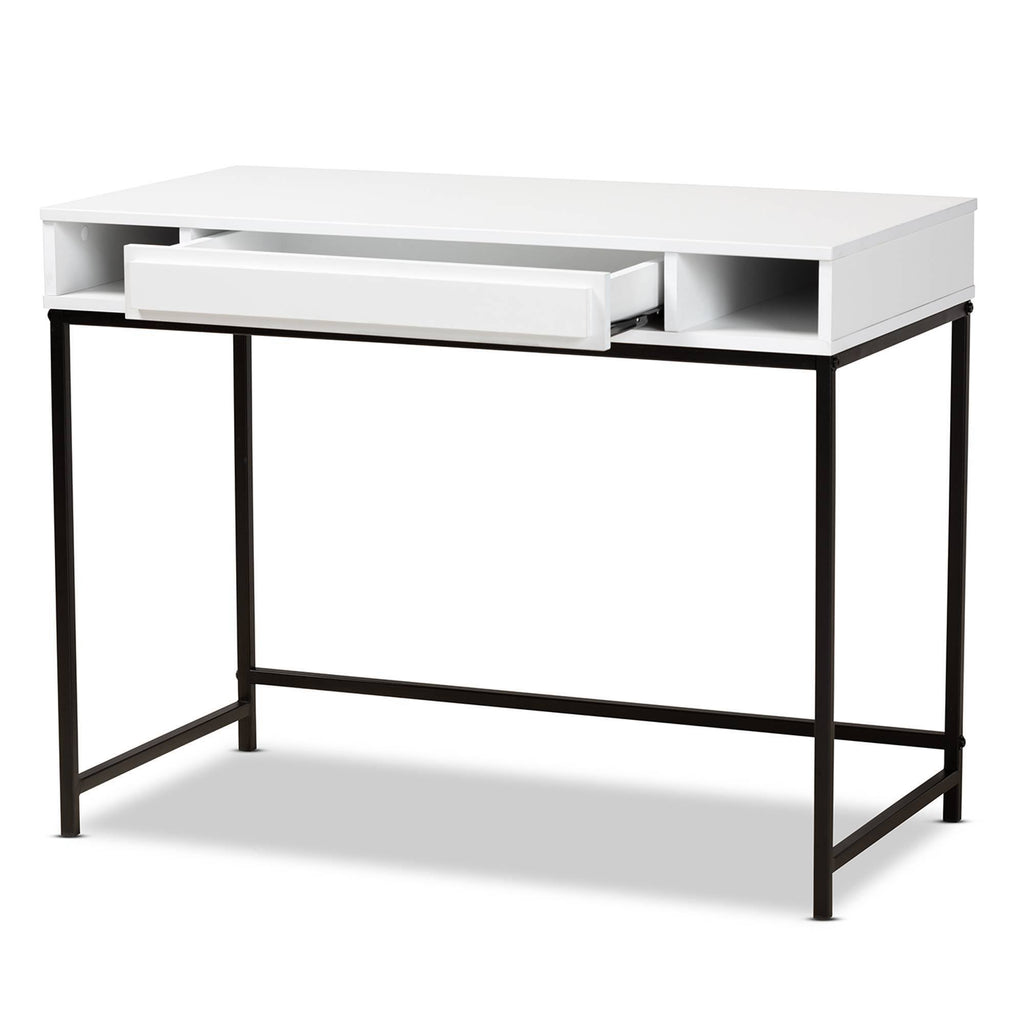 White 1-Drawer Wood and Metal Desk A969