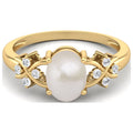 925 Silver Gold Vermeil Oval Pearl Ring E326947