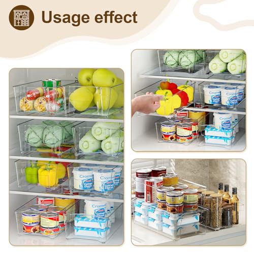 Clear BPA Free Fridge Organizer Bins with Handle, 12.5 inch 8 Pack X770415