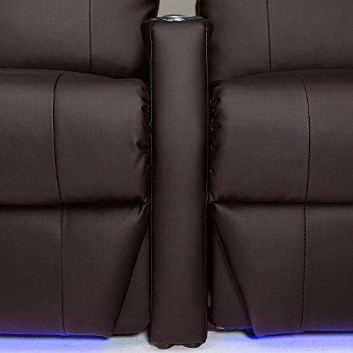 Bonded Leather Power Recline Home Theater Seating Row of 3 Black H1370
