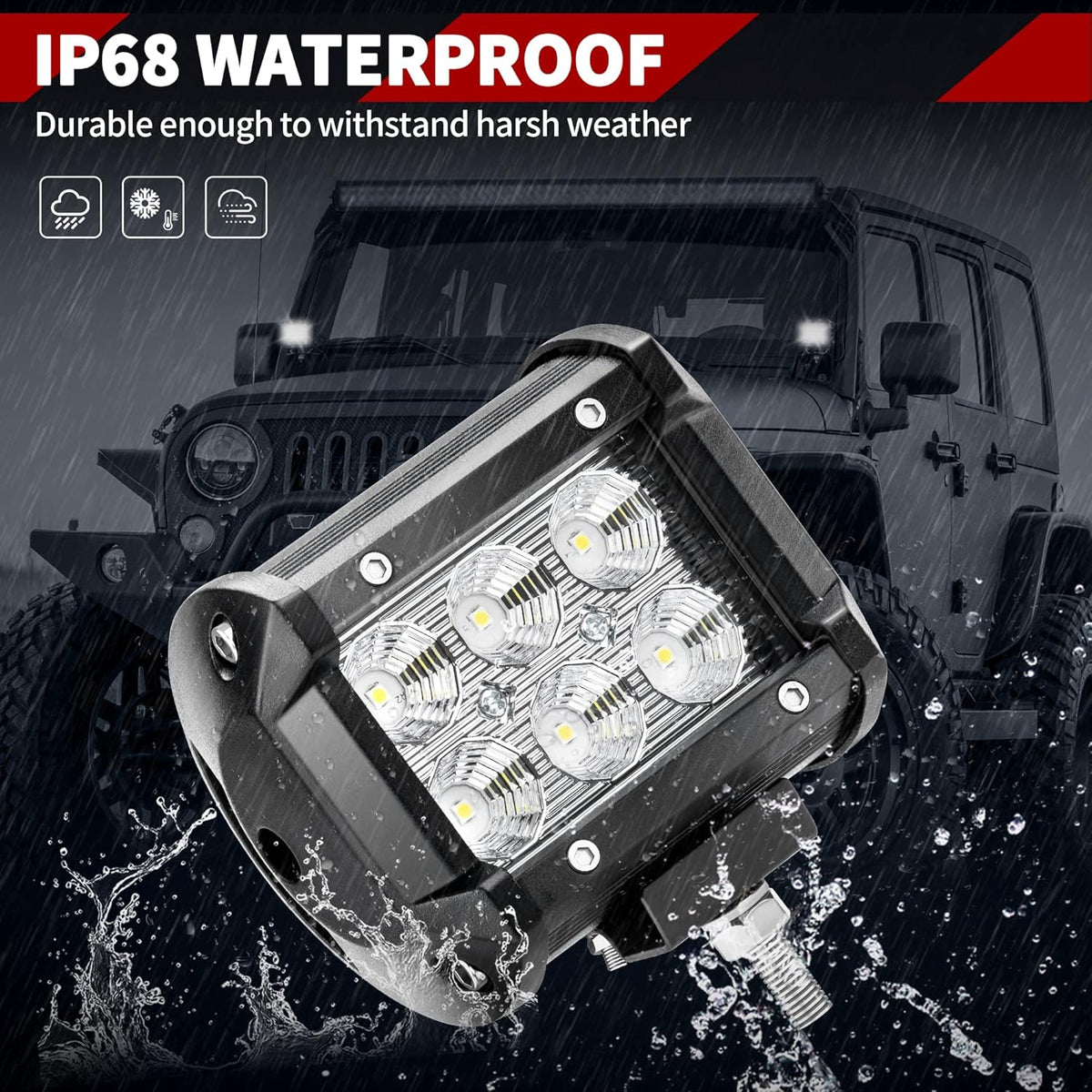 10Pcs 4Inch 18W LED Flood Work Light Waterproof 12V Pack of 2 Q474245