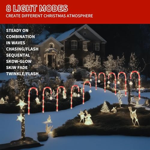 10 Pack Solar Christmas Candy Cane Lights A792