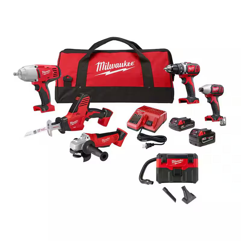 18V Cordless Combo Kit 6-Tool with Batteries Charger and Tool Bag Q8540