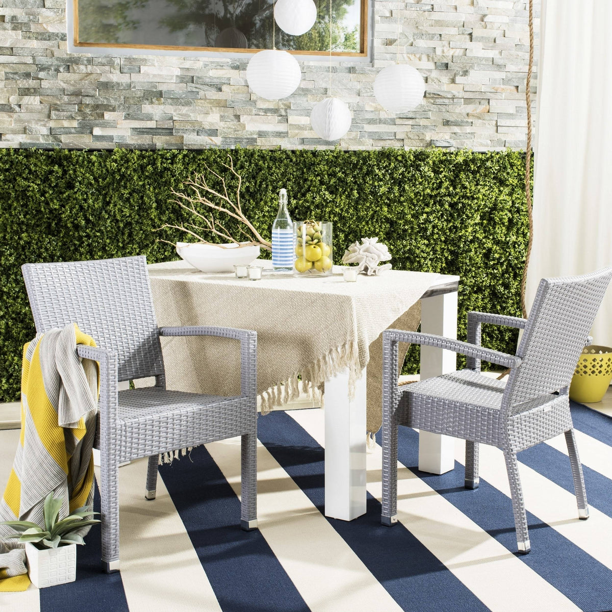 Stacking Arm Chair Grey Set of 2 V213