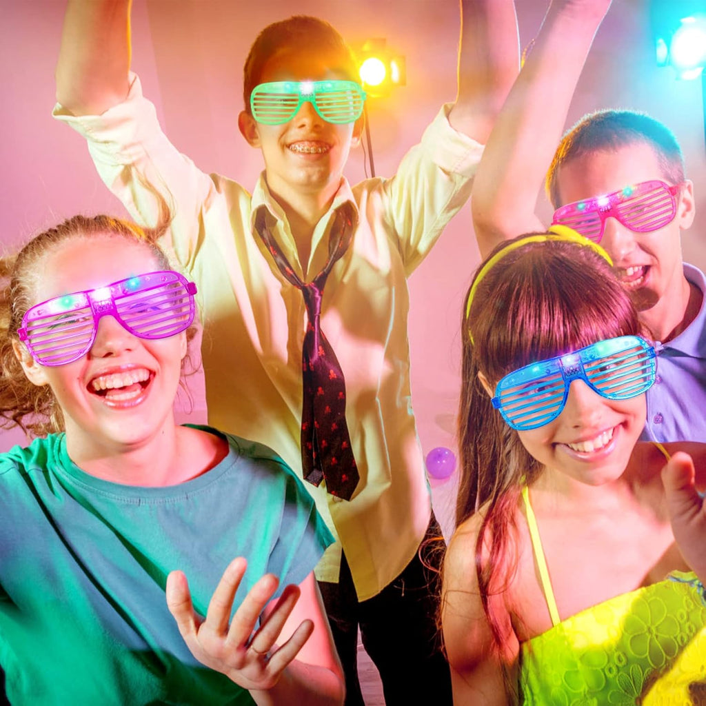 15 Pack LED Glow in The Dark Plastic Glasses U414