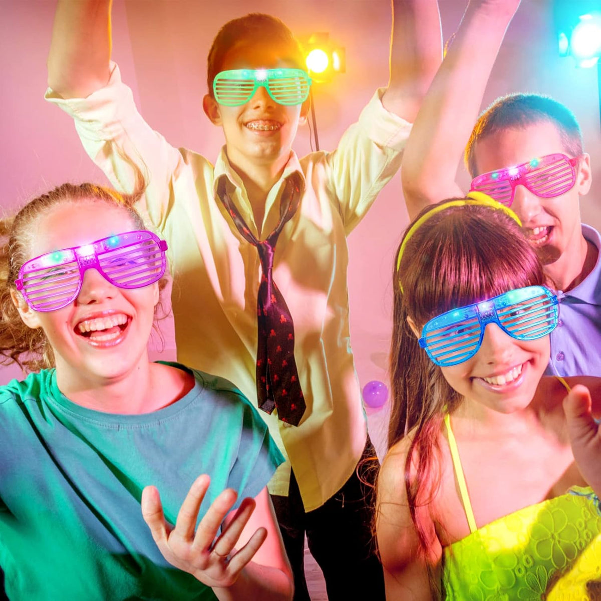 15 Pack LED Glow in The Dark Plastic Glasses U414