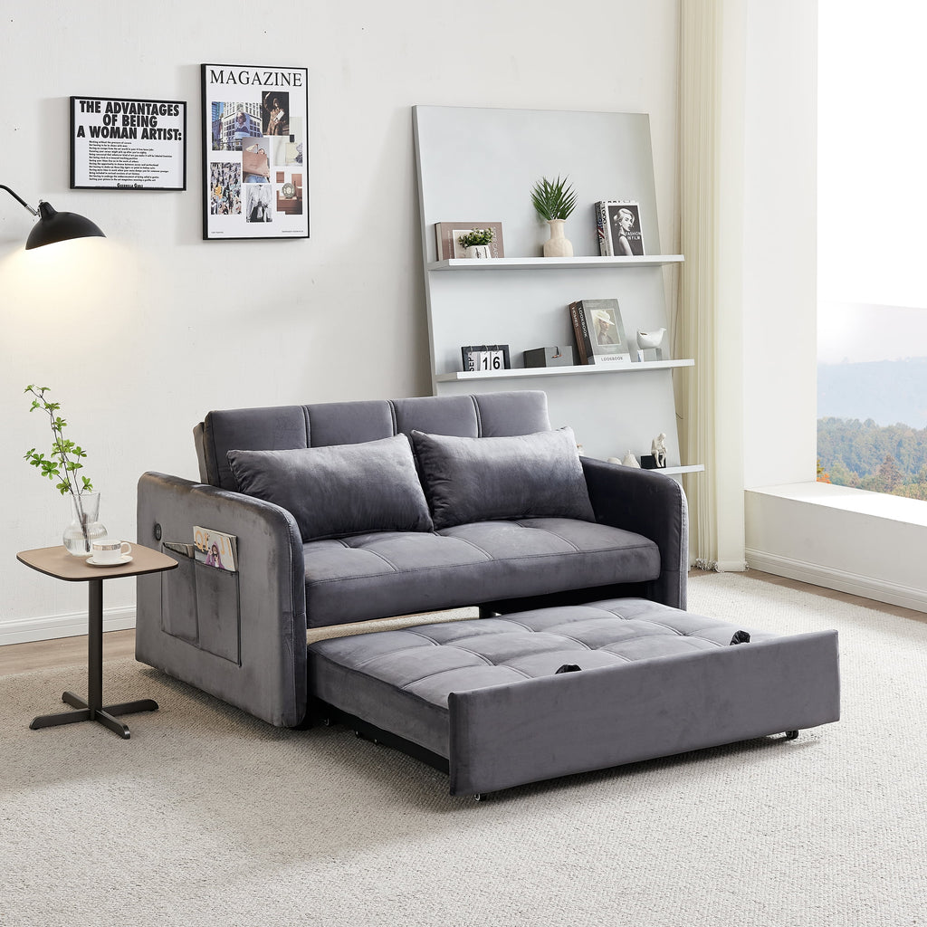 Velvet Pull Out Convertible Sofa Bed S8691