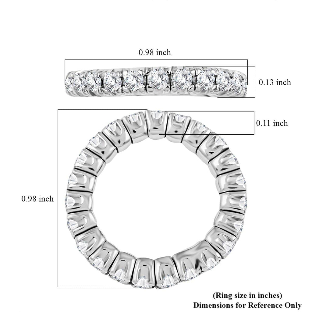 Moissanite Round 925 Sterling Silver Rhodium Plated Eternity Band Ring Size 9 Ct 1.85 S265
