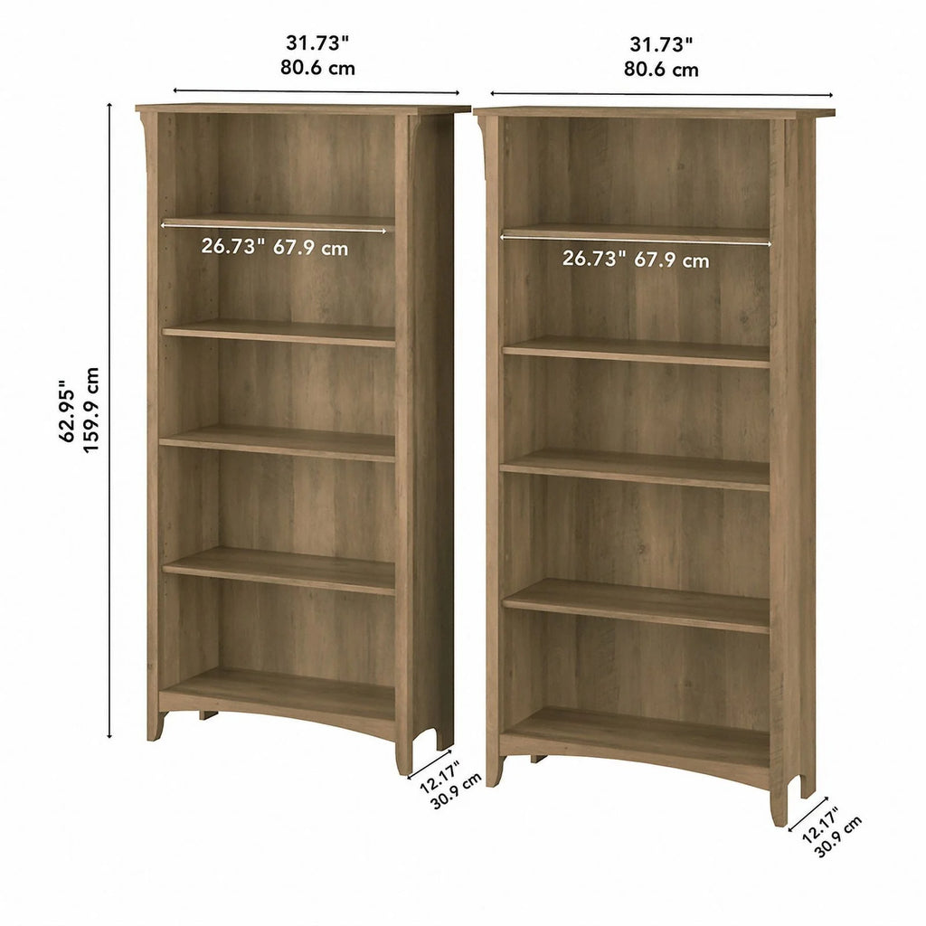 5 Shelf Engineered Wood Bookcase Set of 2 Q5404