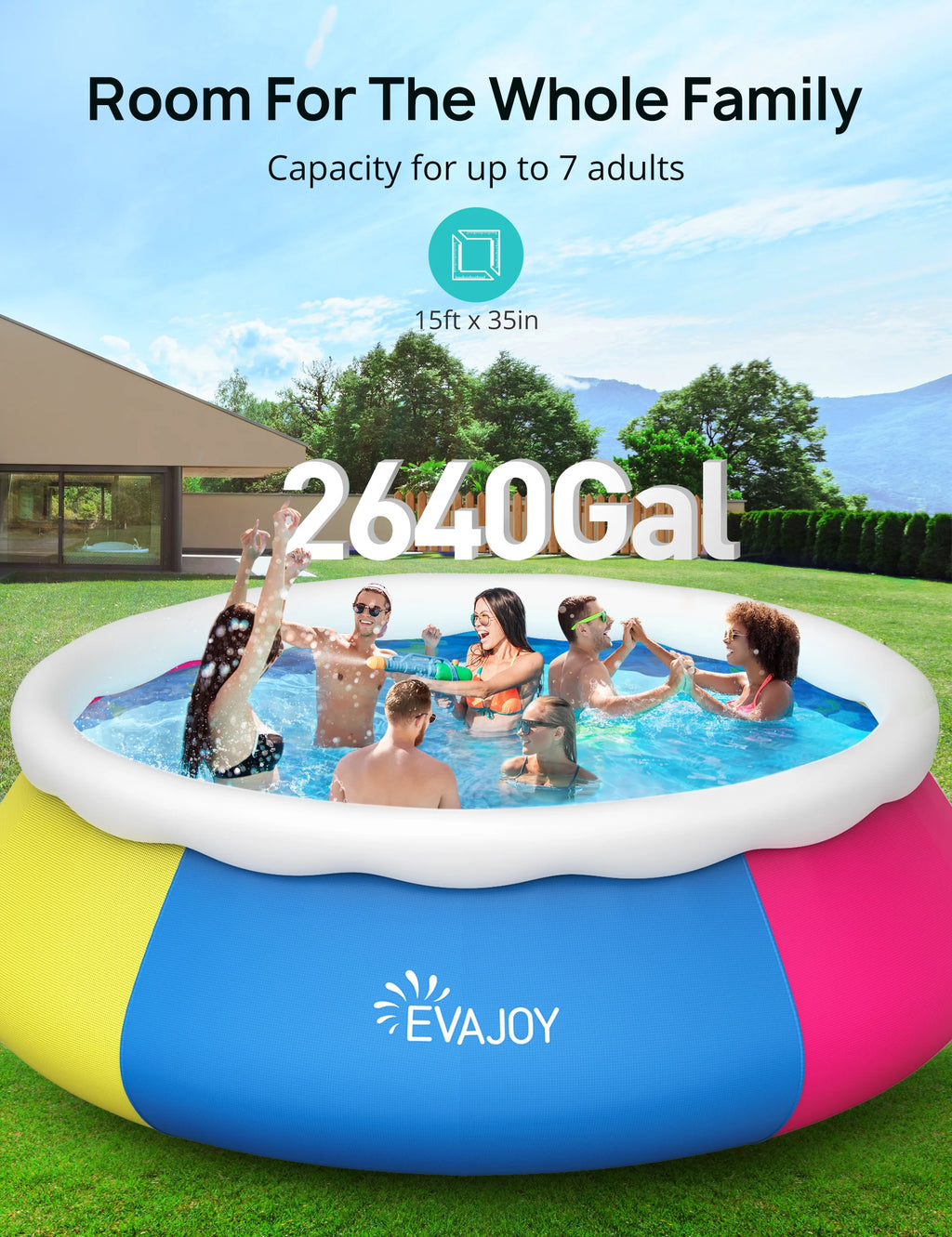 15ft 35in Above Ground Pool with Filter Pump, Ground Cloth and Cover V74276