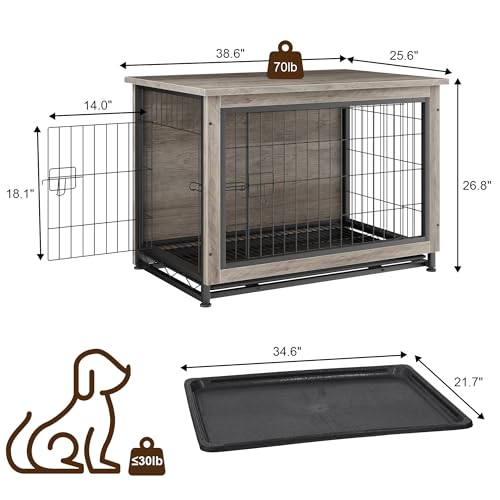 Grey Wooden Dog Kennel Table N22217