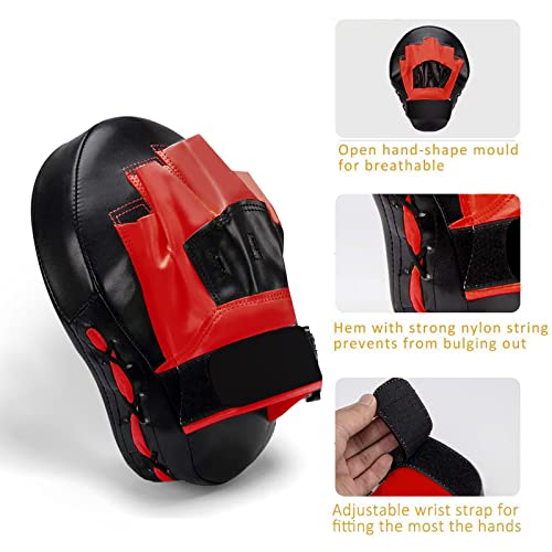 Boxing Curved Focus Punching Mitts Leatherette Training Hand Pads N89370